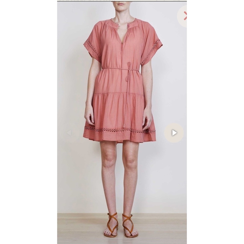 Apiece Apart Small Dress Women's Tiered Belted Lyocell Linen Nyang Nyang $295